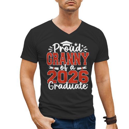 Proud Granny Of A Class Of 2026 Graduate Senior Graduation Men's V-Neck T-Shirt - Best Gift Smart