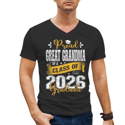 Proud Great Grandma Of a Class Of 2026 Graduate Graduation Men's V-Neck T-Shirt - Best Gift Smart