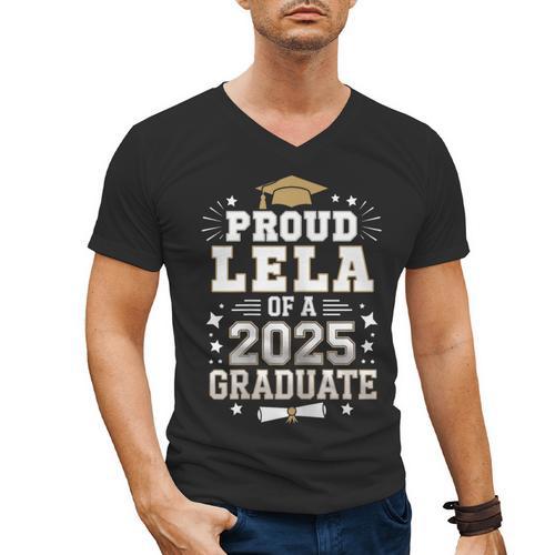 Proud Lela Of A Class Of 2025 Graduate Senior Graduation Men's V-Neck T-Shirt - Best Gift Smart