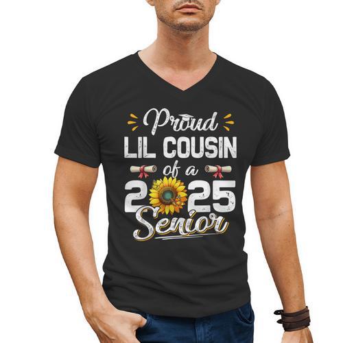 Proud Lil Cousin Of A Class Of 2025 Senior Graduation 2025 Men's V-Neck T-Shirt - Best Gift Smart