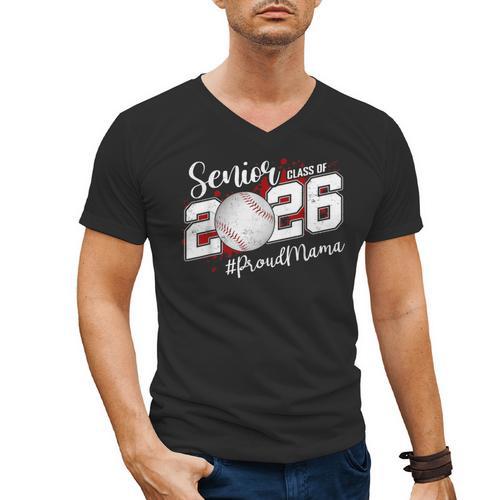 Proud Mama Of A 2026 Senior Baseball Graduation Mom Men's V-Neck T-Shirt - Best Gift Smart