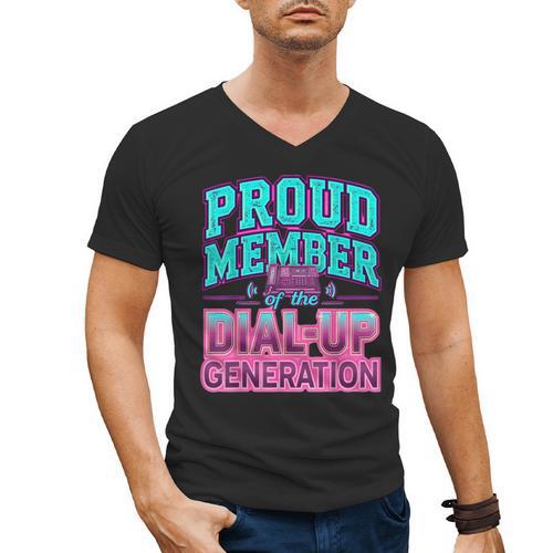 Proud Member Of The Dial Up Club Tech Nostalgia Top Men's V-Neck T-Shirt - Figerry