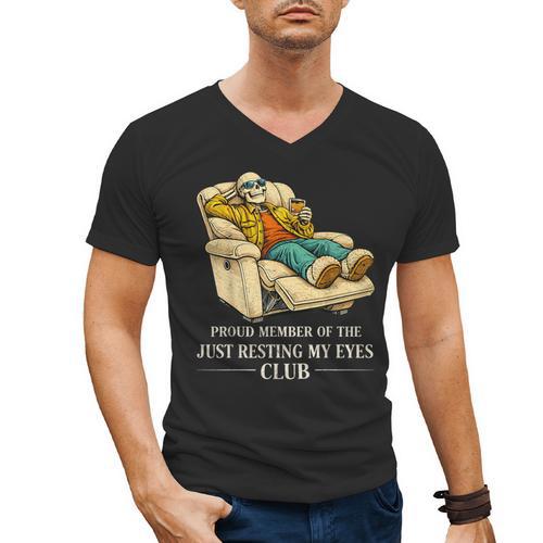 Proud Member Of The Just Resting My Eyes Club Dad Men's V-Neck T-Shirt - Father's Day Fun