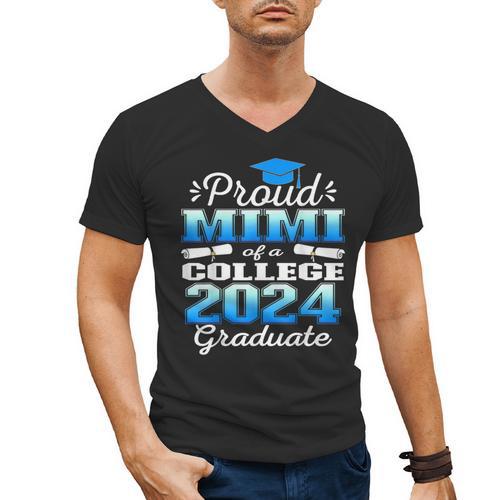 Proud Mimi Of 2024 College Graduate Family 24 Graduation Men's V-Neck T-Shirt - Best Gift Smart