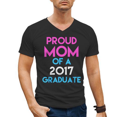 Proud Mom Of A 2017 Graduate Graduation Tee T-Shirt Men's V-Neck T-Shirt - Best Gift Smart