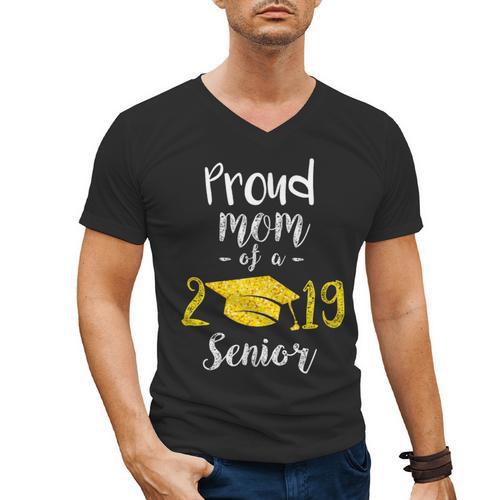 Proud Mom Of a 2019 Senior Graduation T Shirt Men's V-Neck T-Shirt - Best Gift Smart