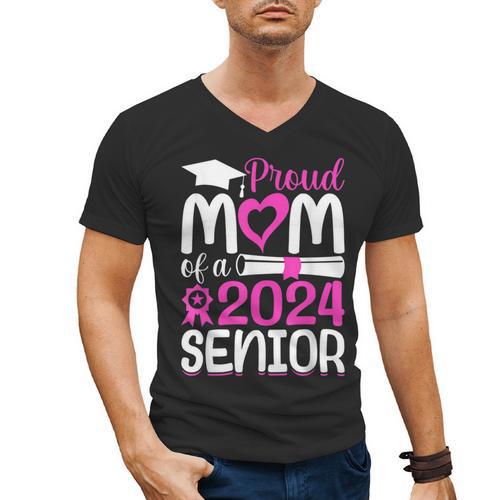 Proud Mom Of A 2024 Senior Graduation Men's V-Neck T-Shirt - Best Gift Smart