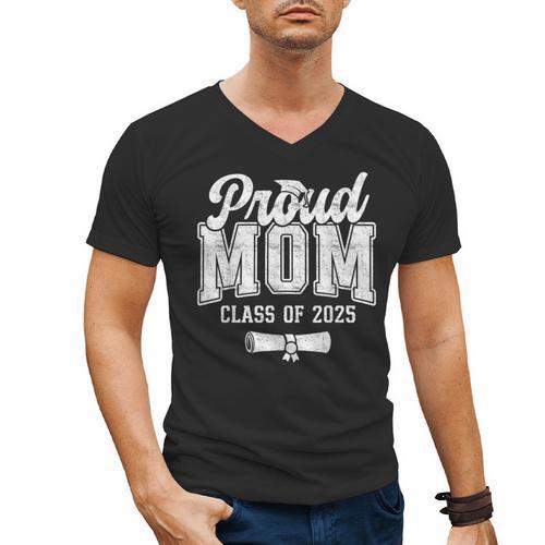Proud Mom Of 2025 Graduate Senior Mom 25 Graduation Men's V-Neck T-Shirt - Best Gift Smart