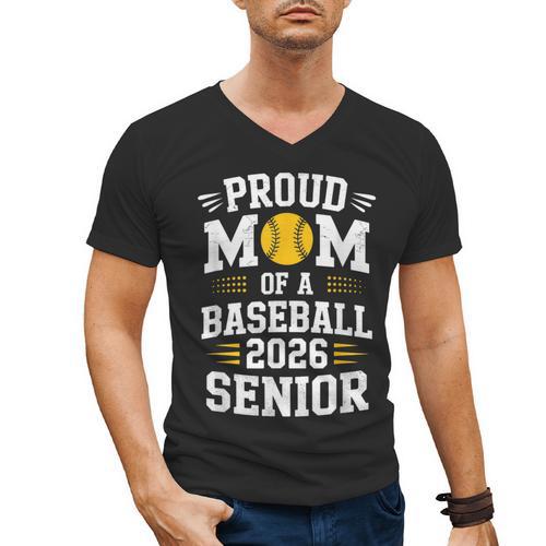 Proud Mom Of Baseball Senior 2026 Graduation Men's V-Neck T-Shirt - Best Gift Smart