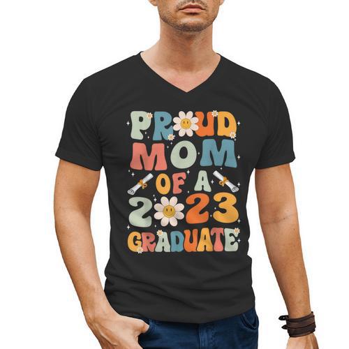 Proud Mom Of A Class Of 2023 Graduated Graduation Women Men's V-Neck T-Shirt - Best Gift Smart