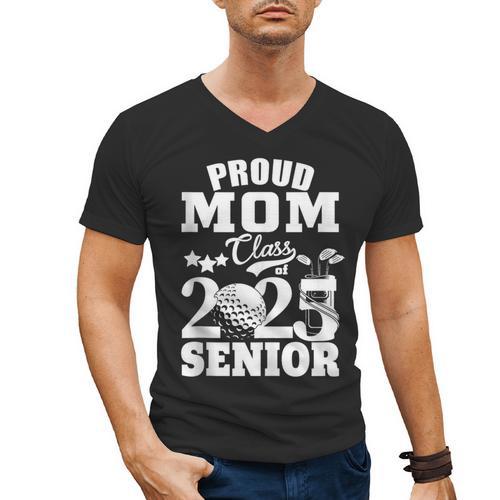 Proud Mom Class Of 2025 Graduation Senior Golf Player Mom Men's V-Neck T-Shirt - Best Gift Smart