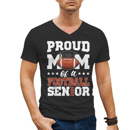 Proud Mom Of a Football Senior 2026 Graduation Gifts Men's V-Neck T-Shirt - Best Gift Smart