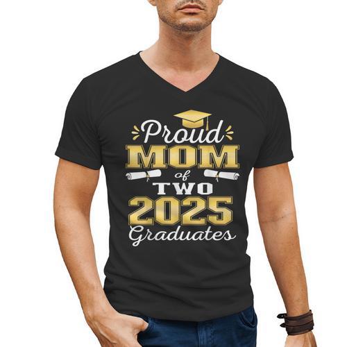 Proud Mom Of Two 2025 Graduates Graduation Family Men's V-Neck T-Shirt - Best Gift Smart