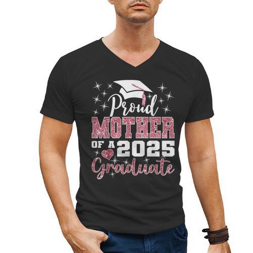 Proud Mother Of 2025 College Graduate Family Graduation Men's V-Neck T-Shirt - Best Gift Smart