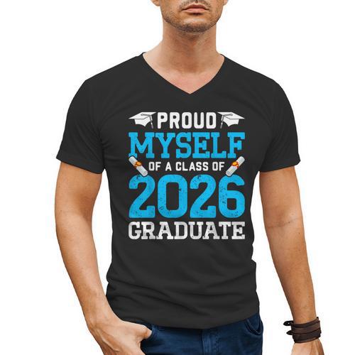 Proud Myself Of A Class Of 2026 Graduate Senior Graduation Men's V-Neck T-Shirt - Best Gift Smart