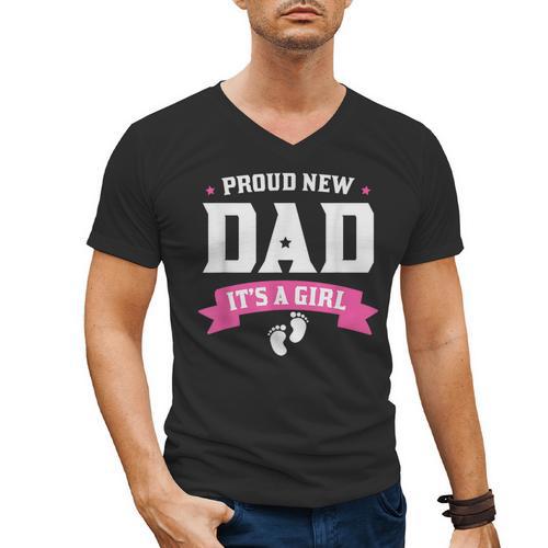 Proud New Dad Its A Girl Baby Gender Announcement Men's V-Neck T-Shirt - Father's Day Fun