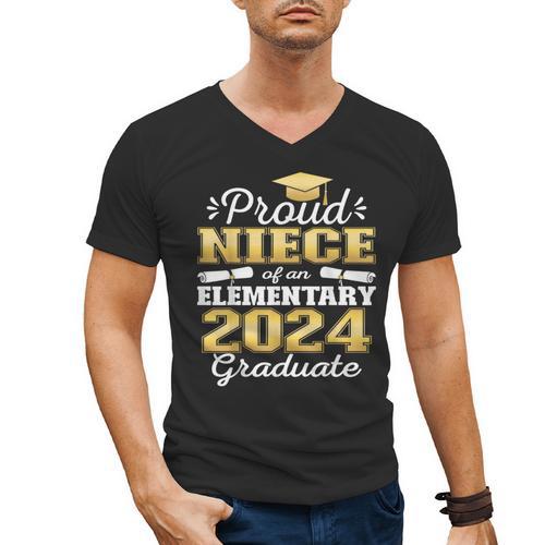 Proud Niece Of 5th Grade Graduate 2024 Elementary Graduation Men's V-Neck T-Shirt - Best Gift Smart