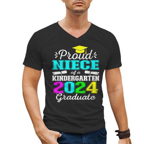 Proud Niece Of Kindergarten Graduate 2024 Graduation Niece Men's V-Neck T-Shirt - Best Gift Smart