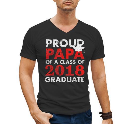 Proud Papa Of A Class Of 2018 Graduate Shirt Graduation Men's V-Neck T-Shirt - Best Gift Smart