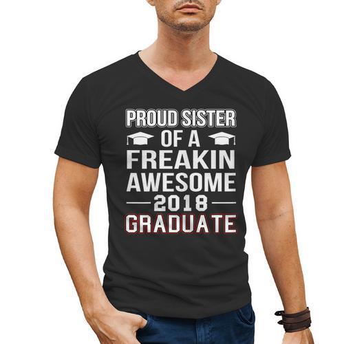 Proud Sister Of A 2018 Graduate Senior Graduation T Shirt Men's V-Neck T-Shirt - Best Gift Smart