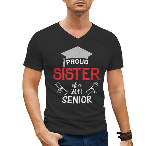 Proud Sister Of a 2019 Senior Graduation Family Men's V-Neck T-Shirt - Best Gift Smart