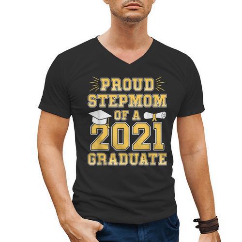 Proud Stepmom Of a 2021 Graduate School Graduation Party Men's V-Neck T-Shirt - Best Gift Smart
