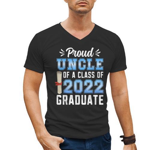 Proud Uncle Of A Class Of 2022 Graduate 22 Senior Graduation Men's V-Neck T-Shirt - Best Gift Smart