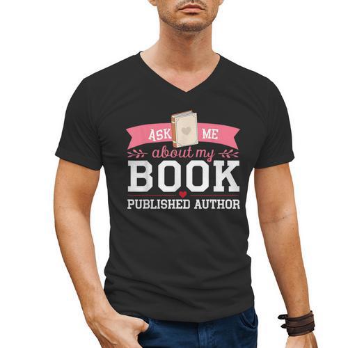 Published Author Ask Me About My Book Men's V-Neck T-Shirt - Bookorys UK