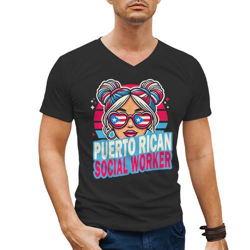 Puerto Rican Latina Social Worker MSW Masters Graduation Men's V-Neck T-Shirt - Best Gift Smart