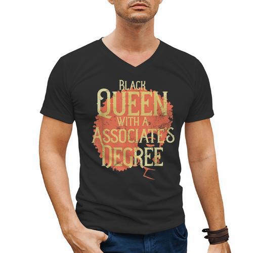 Queen Associate Degree Afrocentric Graduation T Shirt Men's V-Neck T-Shirt - Best Gift Smart