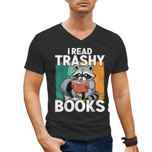 Raccoon Smutty Book Lover Spicy Romance Novels Women's Men's V-Neck T-Shirt - Bookorys DE