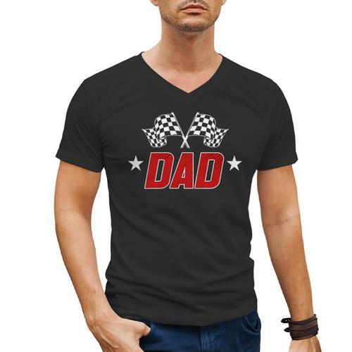Racing Birthday Boy Race Car Dad Family Matching Men's V-Neck T-Shirt - Father's Day Fun