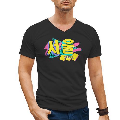 Rad Retro Seoul 90s Style Vintage South Korea 90s Nostalgia Men's V-Neck T-Shirt - Figerry