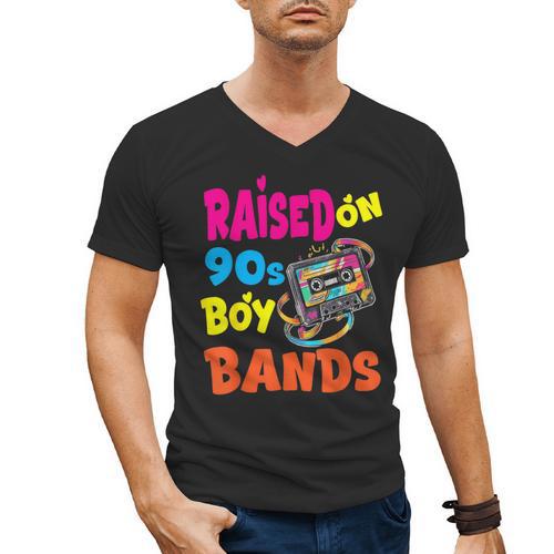 Raised On 90s Boy Bands Nostalgia Love Women Men Men's V-Neck T-Shirt - Figerry