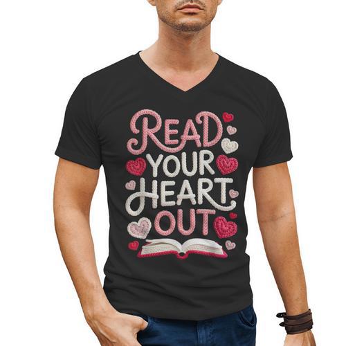Read Your Cute Heart Out Teacher Librarian Love Reading Book Men's V-Neck T-Shirt - Bookorys