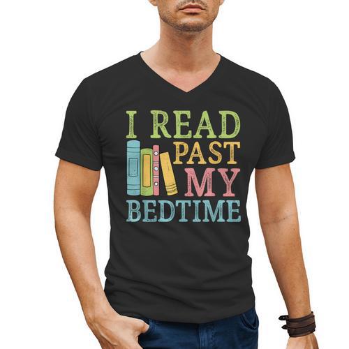 I Read Past My Bedtime Book Quote Humor Men's V-Neck T-Shirt - Bookorys