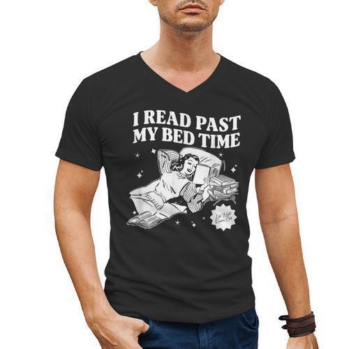 I Read Past My Bedtime Late Night Readers Book Club Men's V-Neck T-Shirt - Bookorys CA