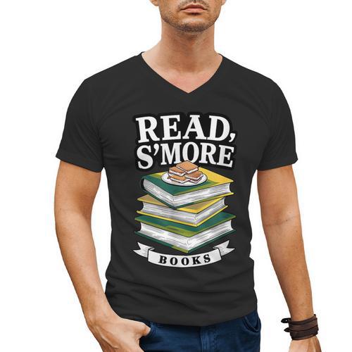 Read S'More Books Marshmallow Reading Smores Men's V-Neck T-Shirt - Bookorys DE