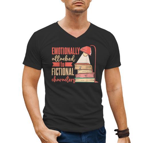 Reader Bookworm Fictional Character Reading Introvert Men's V-Neck T-Shirt - Raresse
