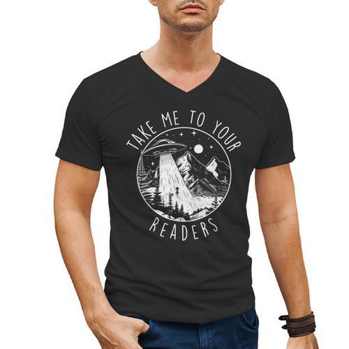 Take Me To Your Readers Book Lover Reading Bookworm Men's V-Neck T-Shirt - Bookorys