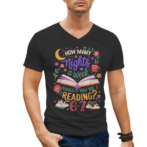 Reading 6 7 Meme Six Seven Cozy Book Lover Teacher Men's V-Neck T-Shirt - Bookorys