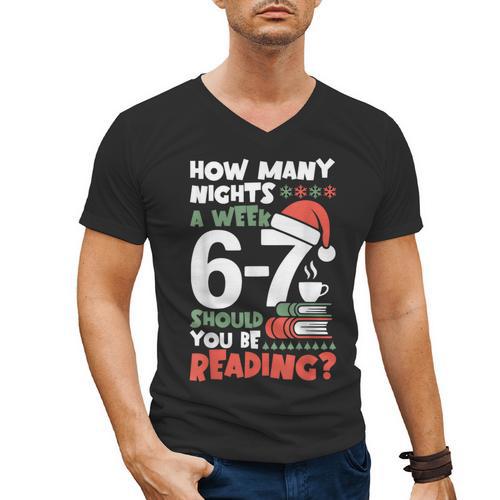 Reading 67 Meme English Teacher Christmas Book Lover Men's V-Neck T-Shirt - Bookorys DE