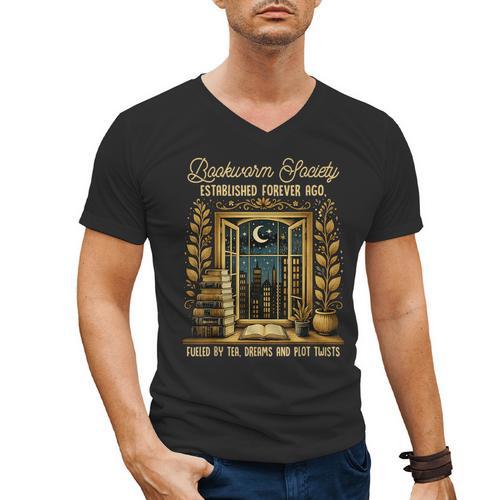 Reading Book Lover Bookish Readers Bookworm Society Men's V-Neck T-Shirt - Bookorys