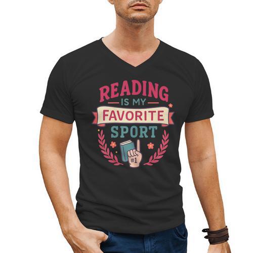 Reading Is My Favorite Sport Book Lover Keepsake For Women Men's V-Neck T-Shirt - Bookorys