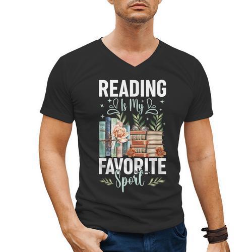 Reading Is My Favorite Sport Bookworm Men's V-Neck T-Shirt - Bookorys UK