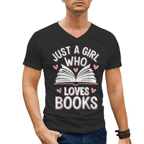 Reading Just A Girl Who Loves Books Men's V-Neck T-Shirt - Bookorys DE