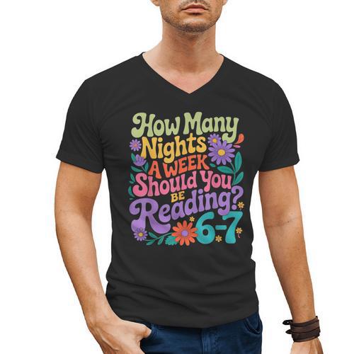 Reading Six Seven Meme Book Lover 67 Teacher 6 7 Men's V-Neck T-Shirt - Bookorys