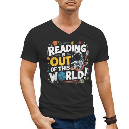 Reading Is Out Of This World Space Book Lover Kids Men's V-Neck T-Shirt - Bookorys