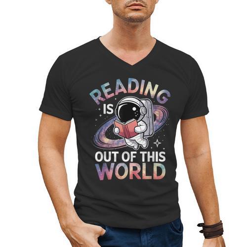 Reading Is Out Of This World Space Book Lover Men's V-Neck T-Shirt - Bookorys