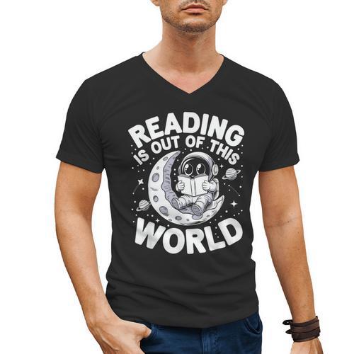 Reading Is Out Of This World Space Books Lover Men's V-Neck T-Shirt - Bookorys